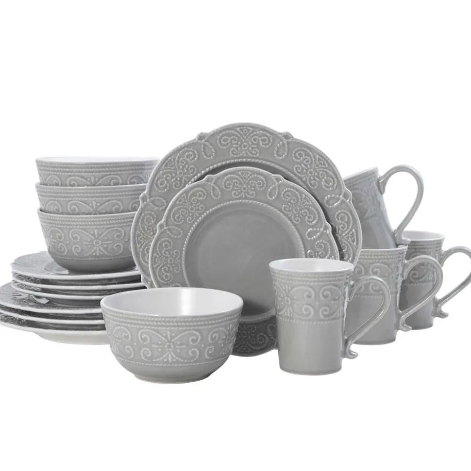 Abby Gray 16 Piece Dinnerware Set, Service for 4