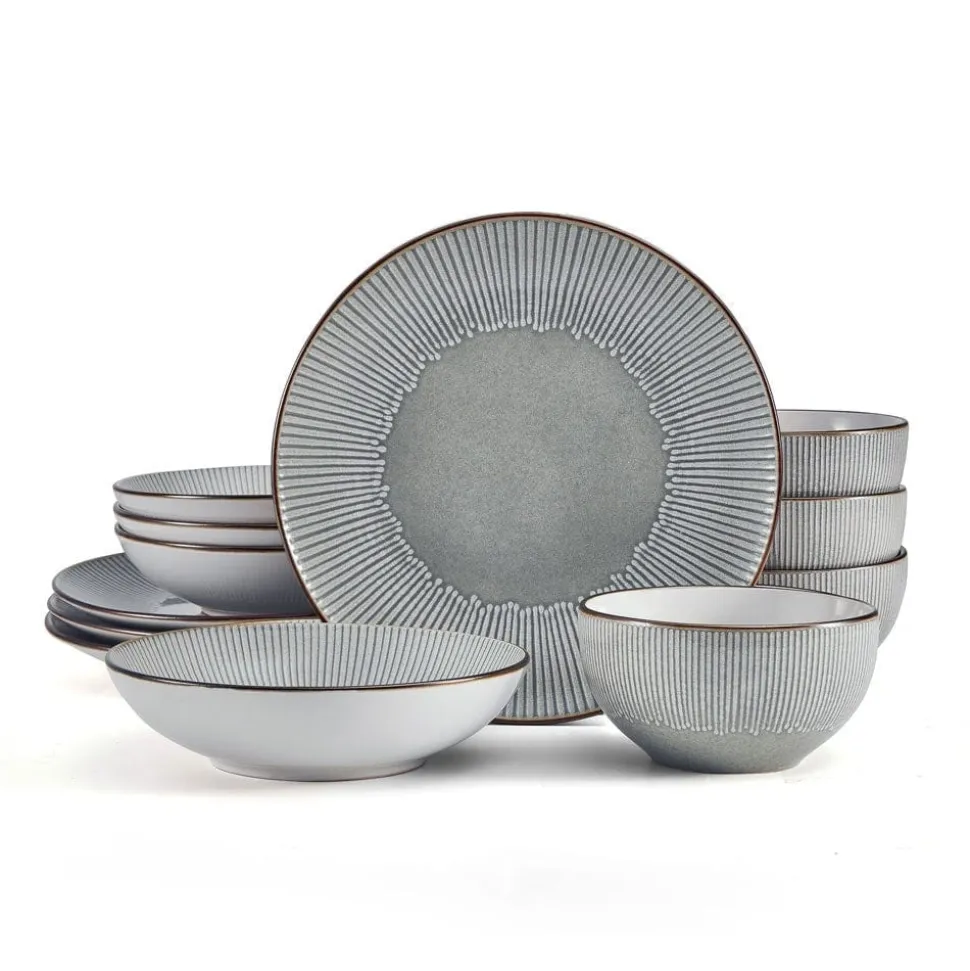 Arlie Gray 12 Piece Dinnerware Set, Service for 4