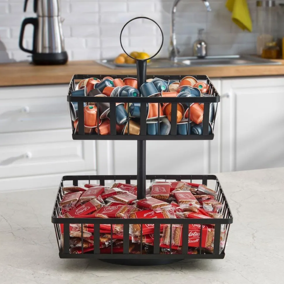 Band And Stripe 2 Tier Rotating Fruit Storage Basket
