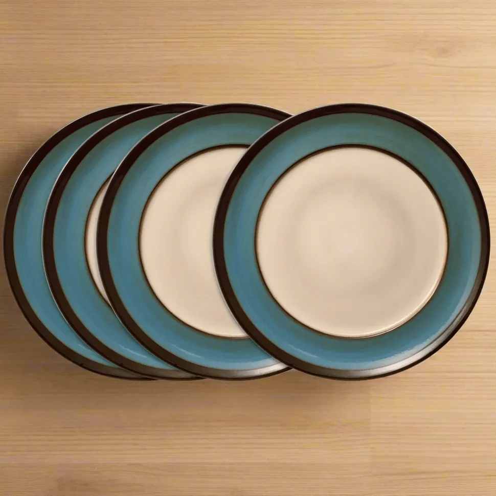 Belmont Set of 4 Blue Round Dinner Plates