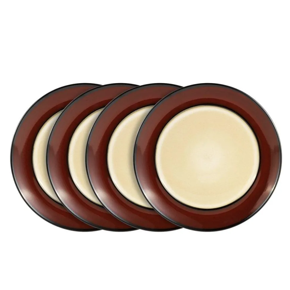 Belmont Set of 4 Red Round Dinner Plates