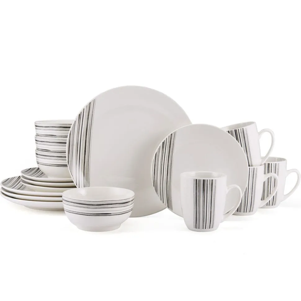 Brushed Lines 16 Piece Dinnerware Set, Service for 4