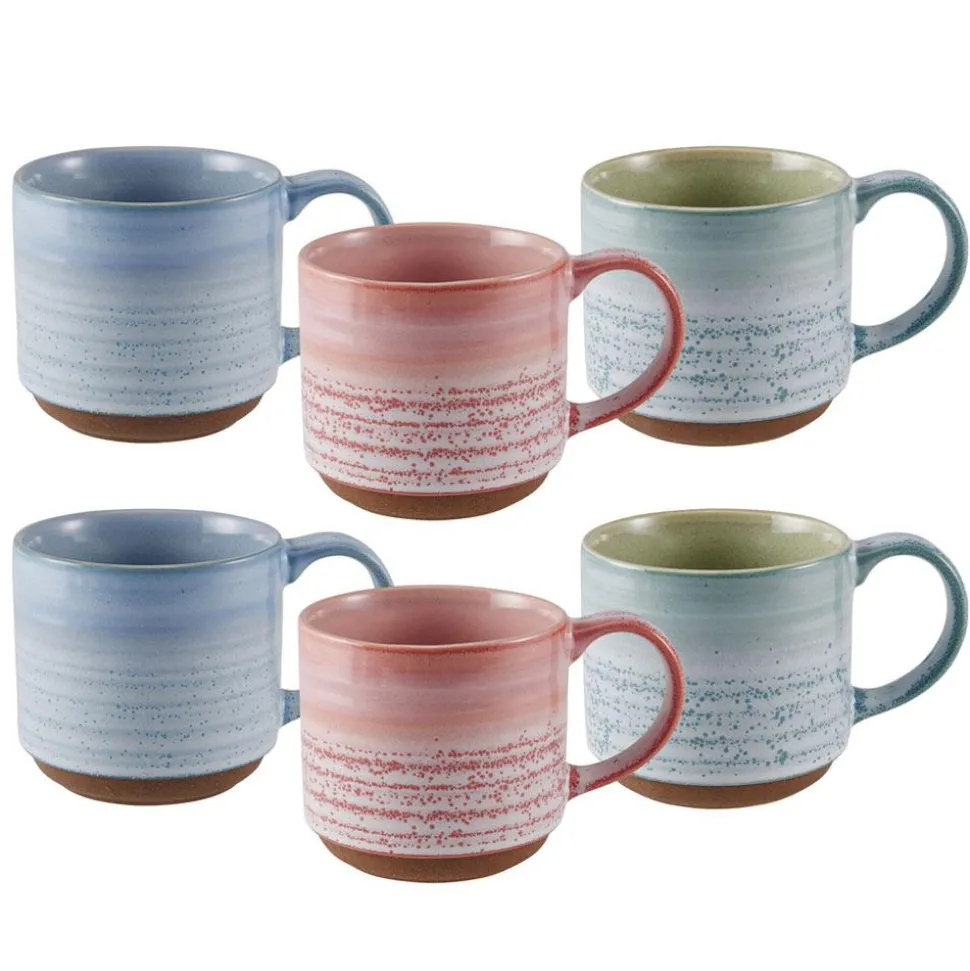 Brushed Set of 6 Reactive Mugs, Assorted