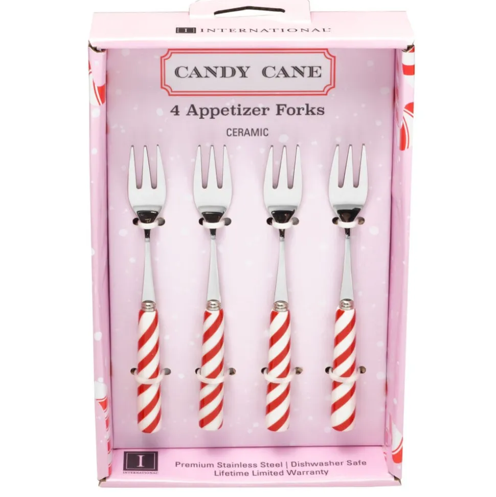 Candy Cane Set of 4 Appetizer Forks