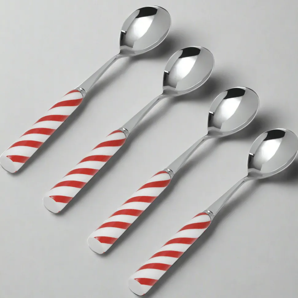 Candy Cane Set of 4 Mini Coffee Spoons