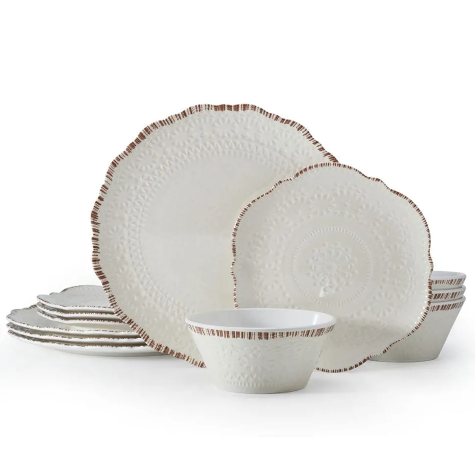 Chateau Cream 12 Piece Outdoor Melamine Dinnerware Set, Service for 4