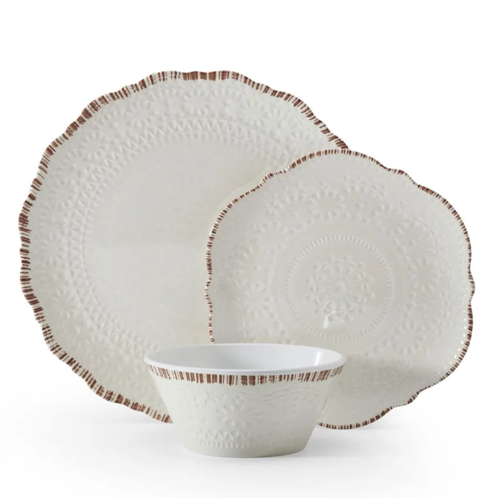 Chateau Cream 12 Piece Outdoor Melamine Dinnerware Set, Service for 4