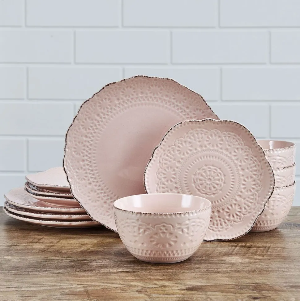 Chateau Pink 12 Piece Dinnerware Set, Service for 4