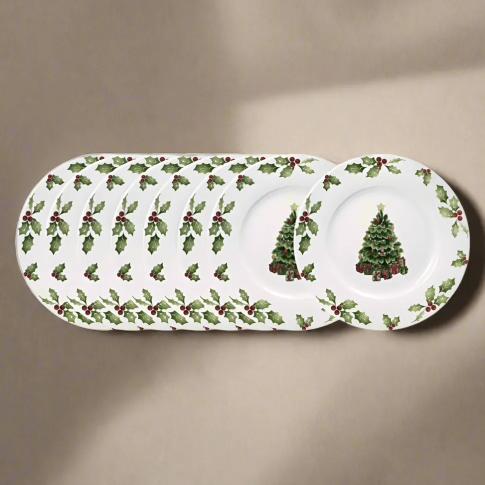 Christmas Day Set of 8 Salad Plates