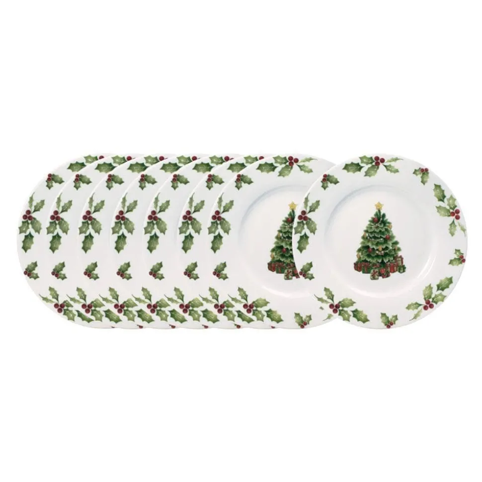 Christmas Day Set of 8 Salad Plates