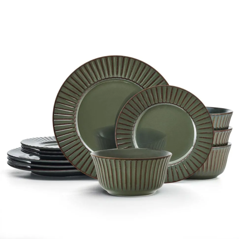 Dannie Green 12 Piece Dinnerware Set, Service for 4