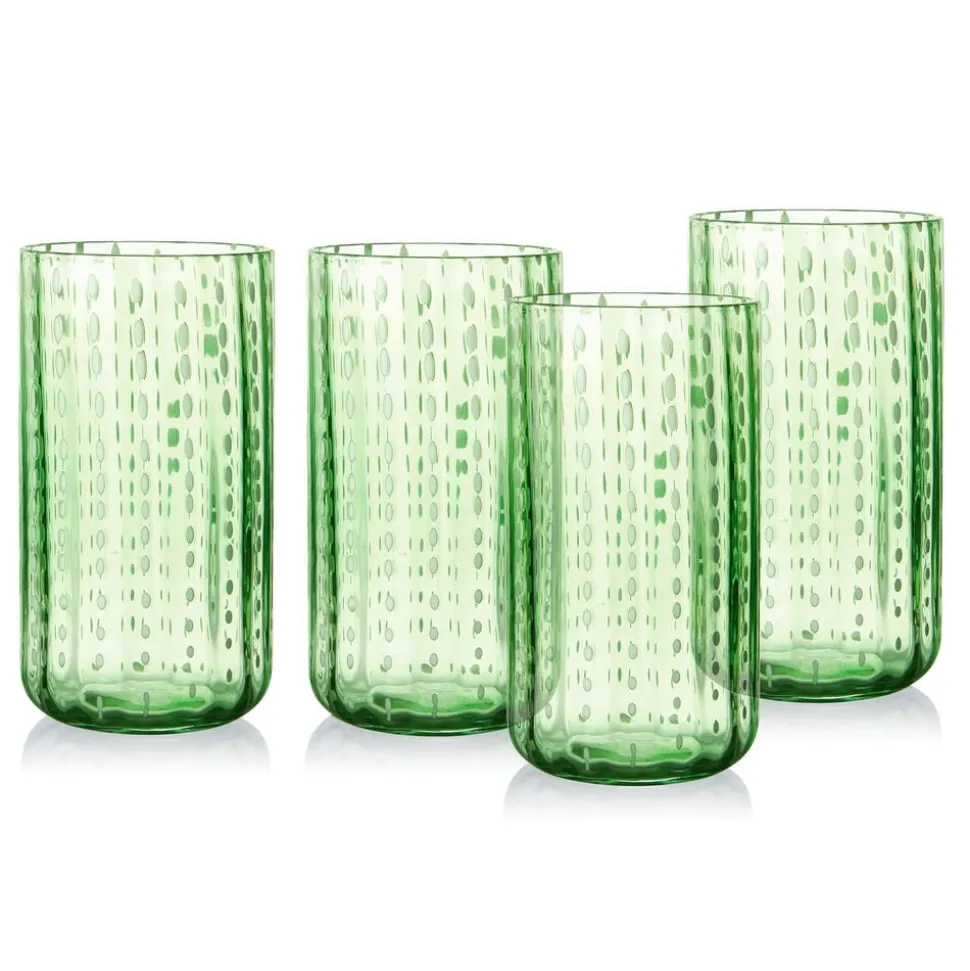 Darbie Angell Dappled Clouds Seafoam Set of 4 Highball Glasses
