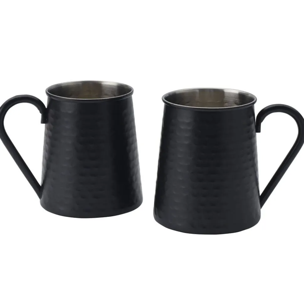 Drew and Jonathan Hammered Black Set of 2 Beer Mugs
