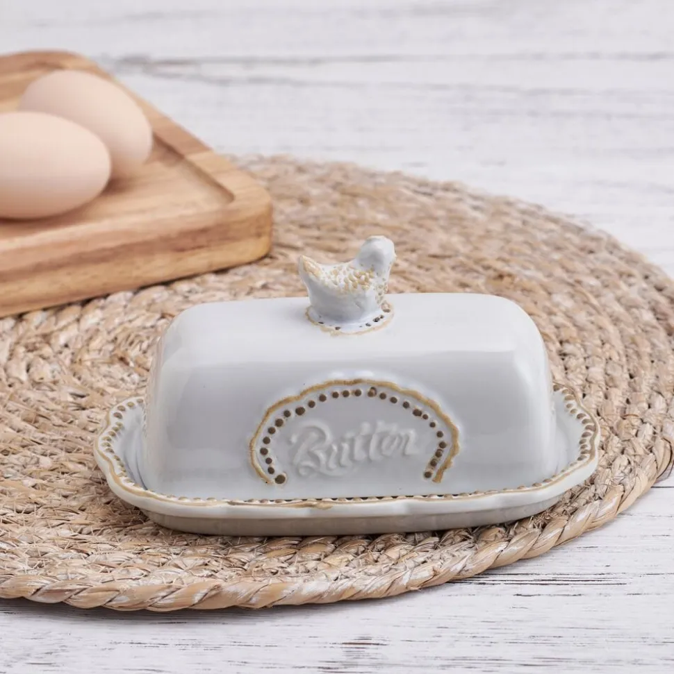 Farmhouse Hen Covered Butter Dish