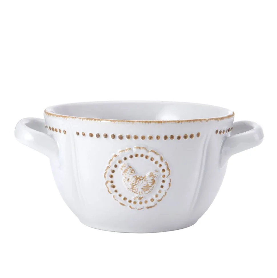 Farmhouse Hen Double Handled Bowl
