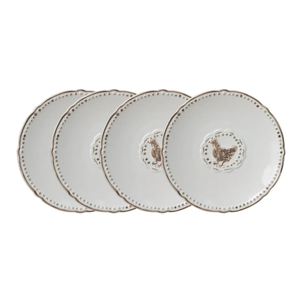 Farmhouse Hen Set of 4 Appetizer Plates