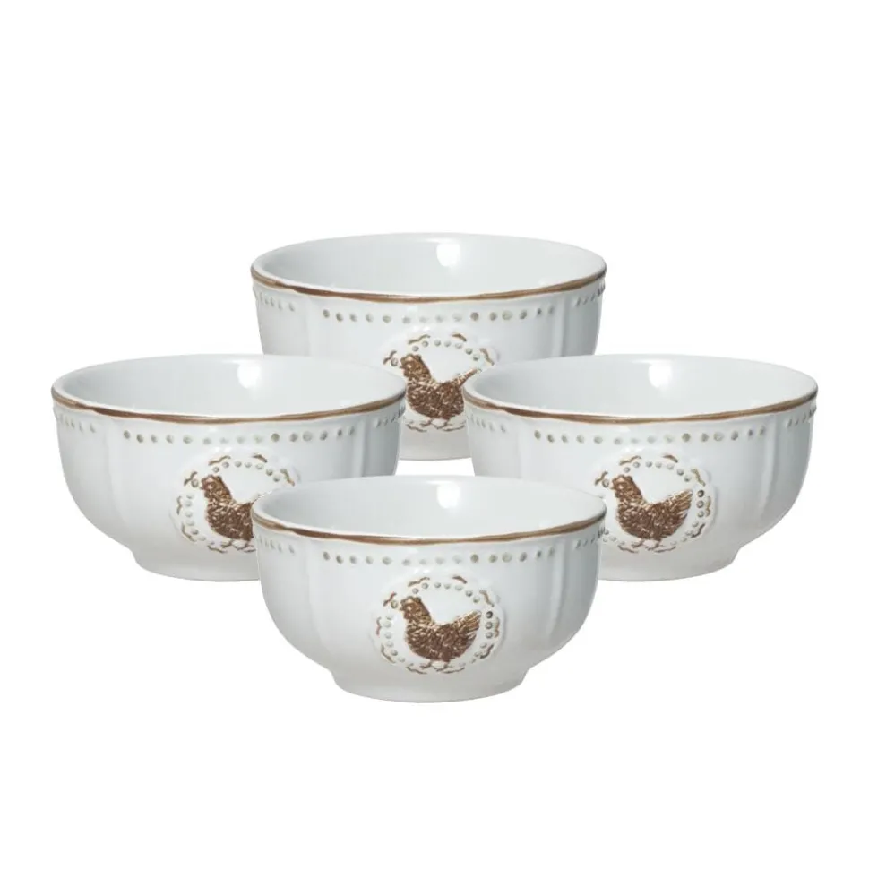 Farmhouse Hen Set of 4 Fruit Bowls