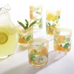 Fitz and Floyd Vintage Vibe Highball Drinking Glasses Set of 4