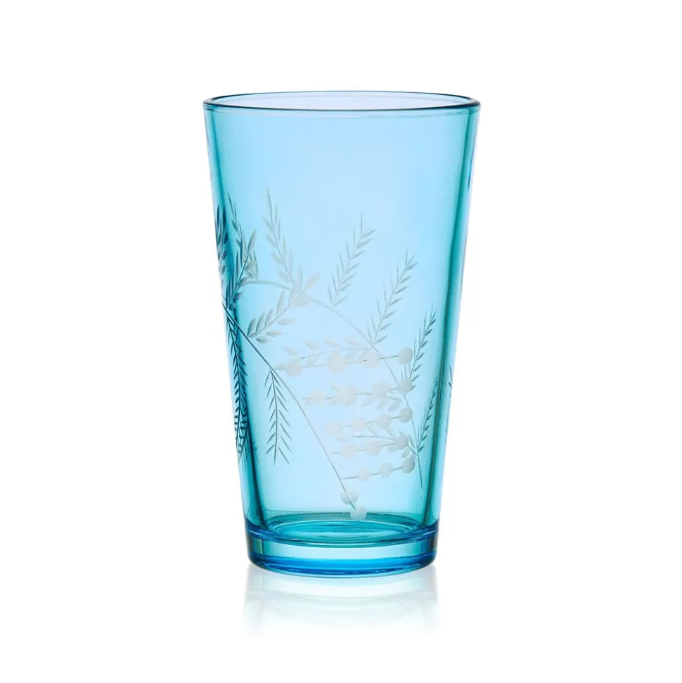 Fitz and Floyd Wildflower Highball Glasses Set of 4, Blue