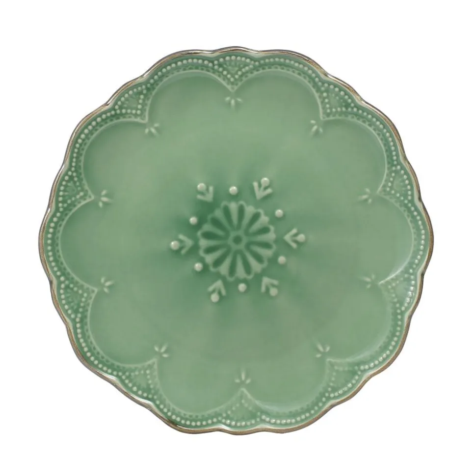 French Lace Set of 4 Green Salad Plates