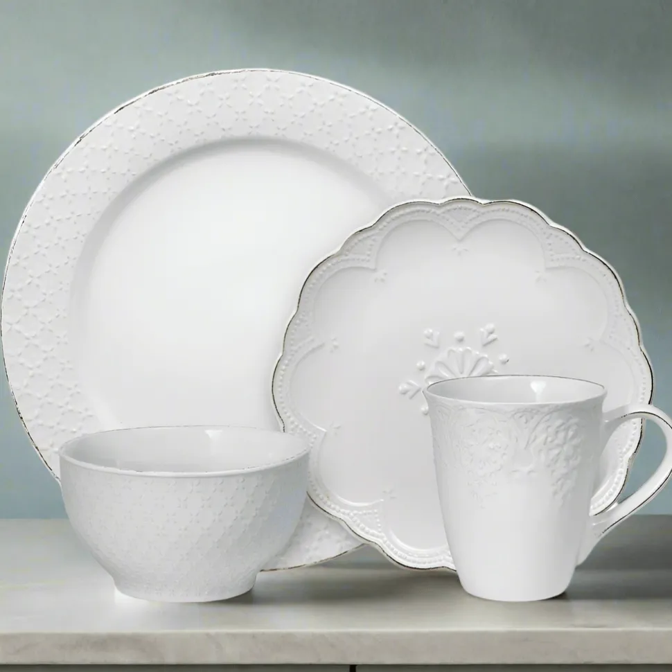 French Lace White Dinnerware Set