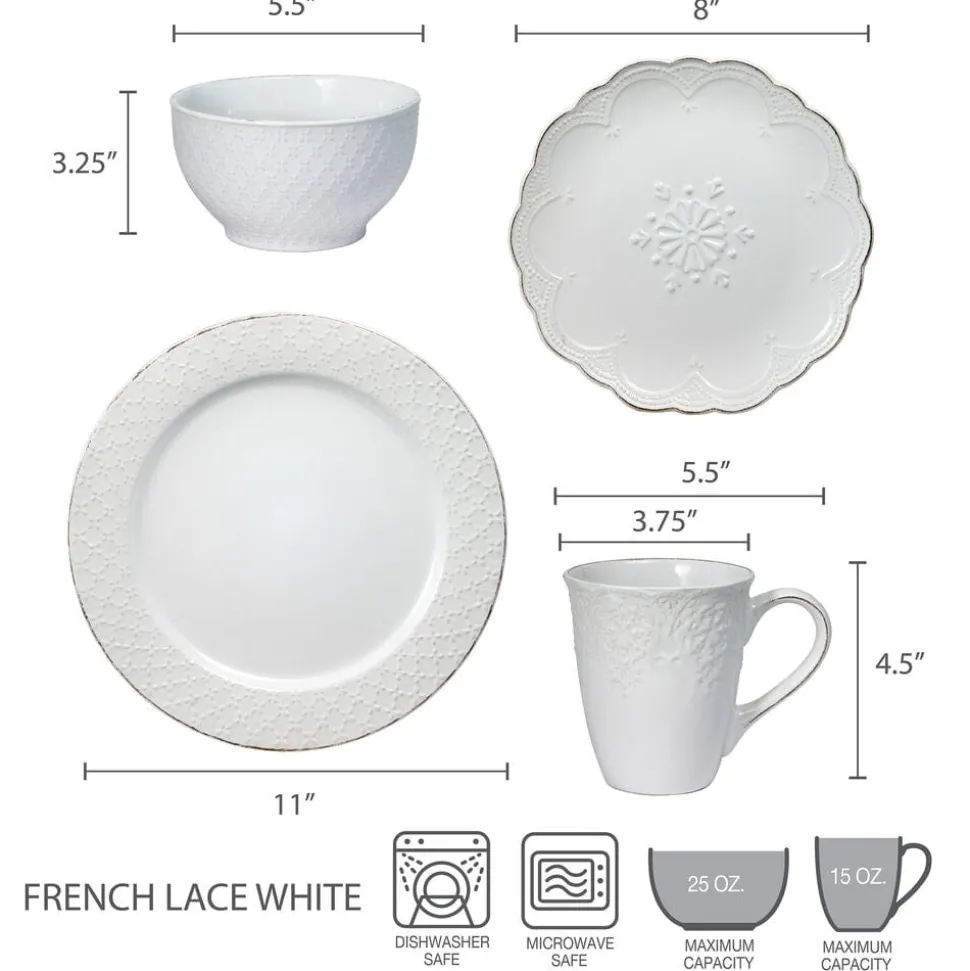 French Lace White Dinnerware Set