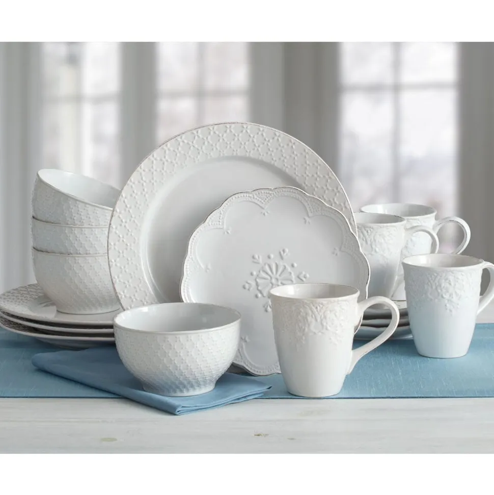 French Lace White Dinnerware Set