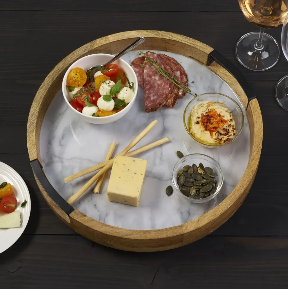 Gray Marble Lazy Susan Serve Tray