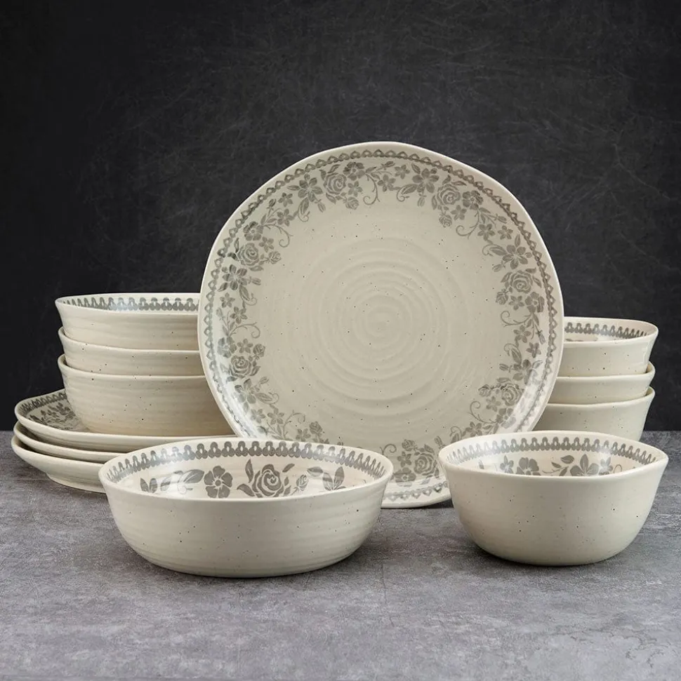 Hayden Grey 12 Piece Dinnerware Set, Service for 4
