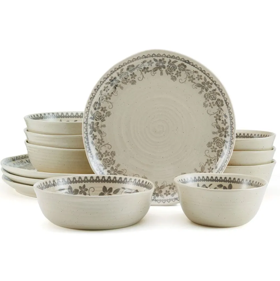 Hayden Grey 12 Piece Dinnerware Set, Service for 4