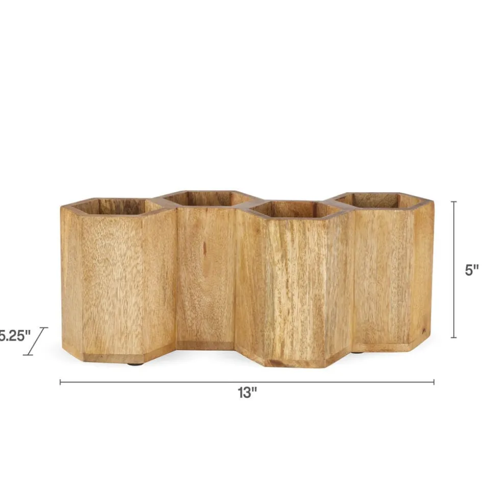 Hex Wood Flatware Storage Caddy