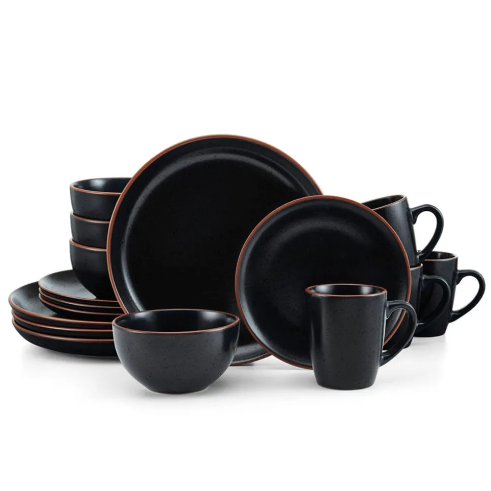 Hunter Black 16 Piece Dinnerware Set, Service for 4