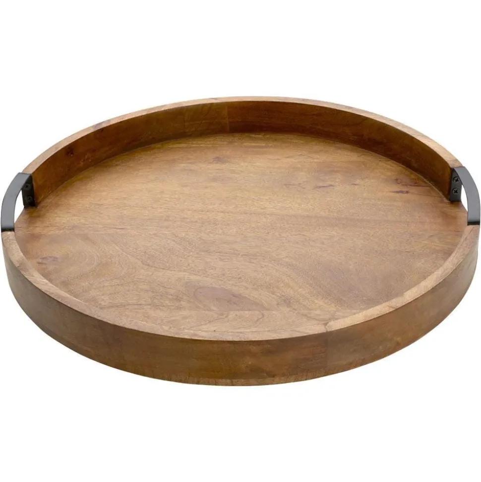 Lazy Susan Mango Wood Serve Tray, 18 Inch