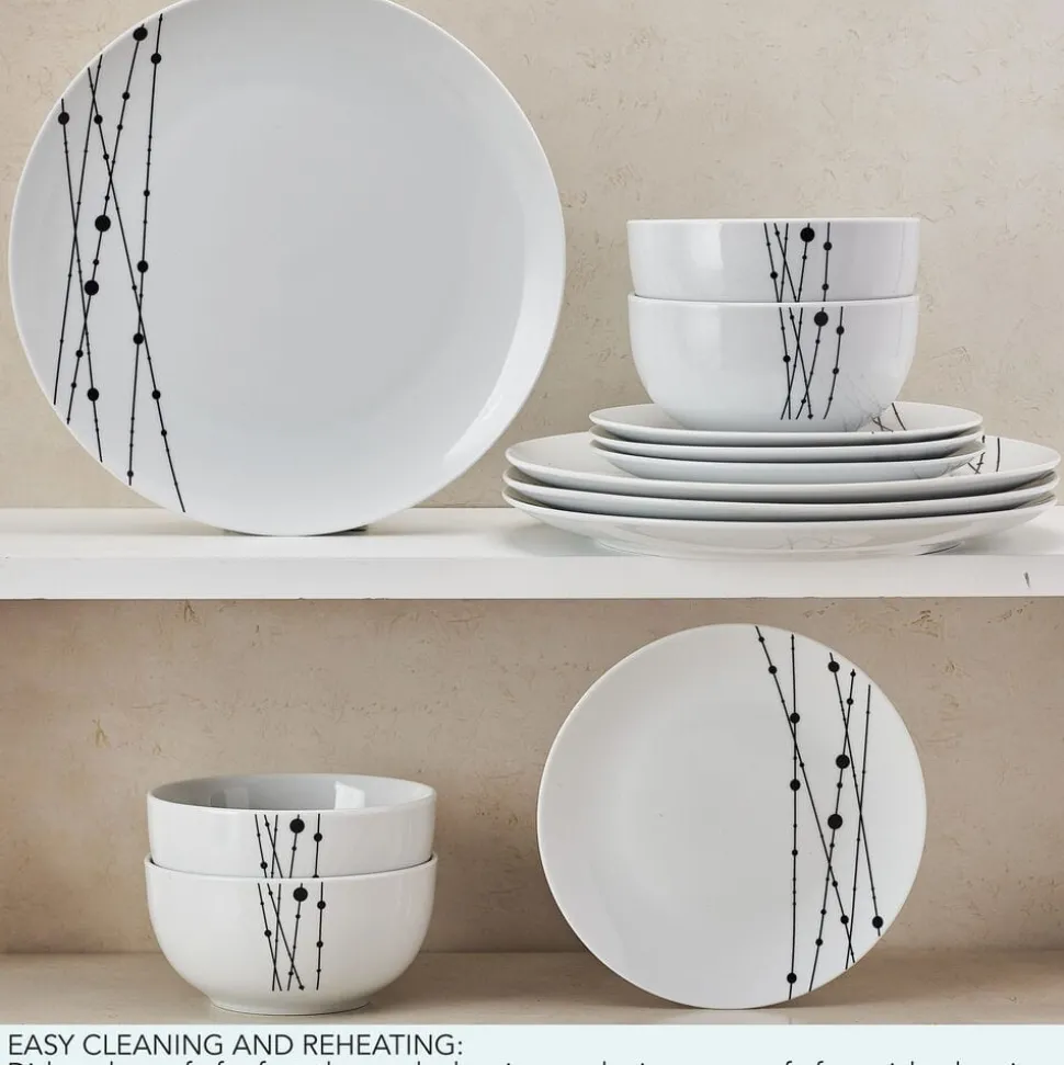 Linear Symphony 12 Piece Dinnerware Set, Service for 4