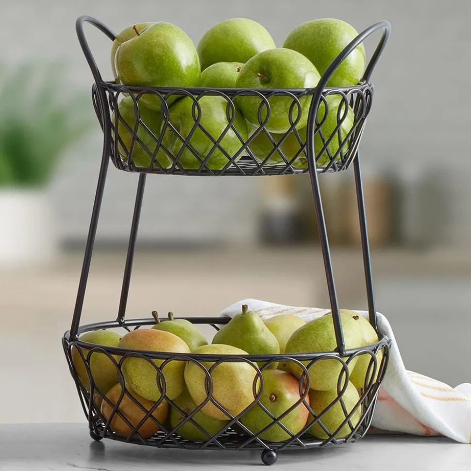 Loop and Lattice 2 Tier Basket with Divider