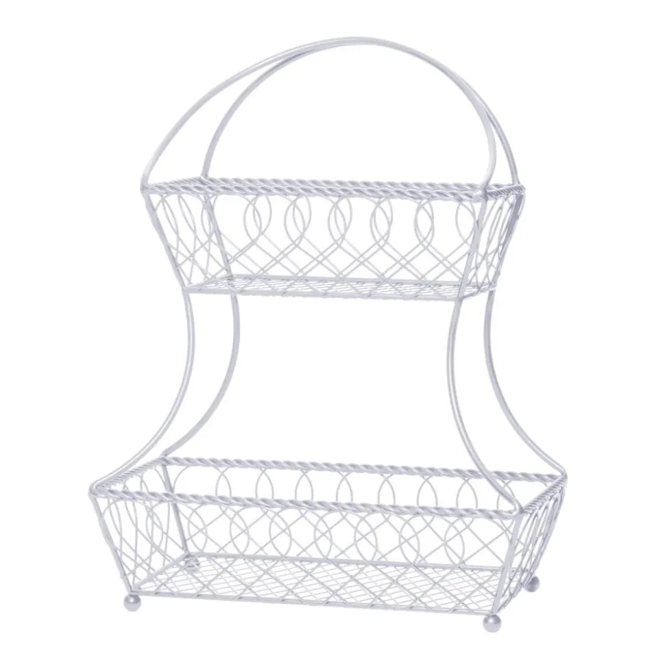 Loop And Lattice 2 Tier White Flatback Storage Basket