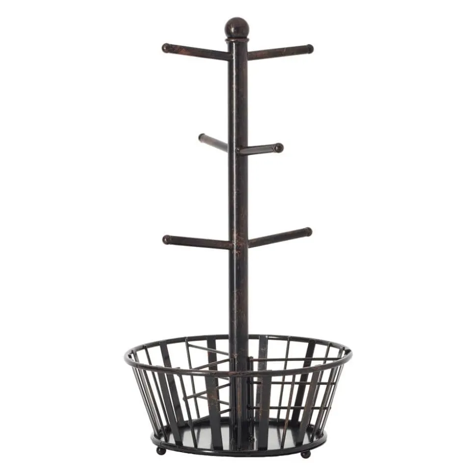 Mug Tree Stand with Basket