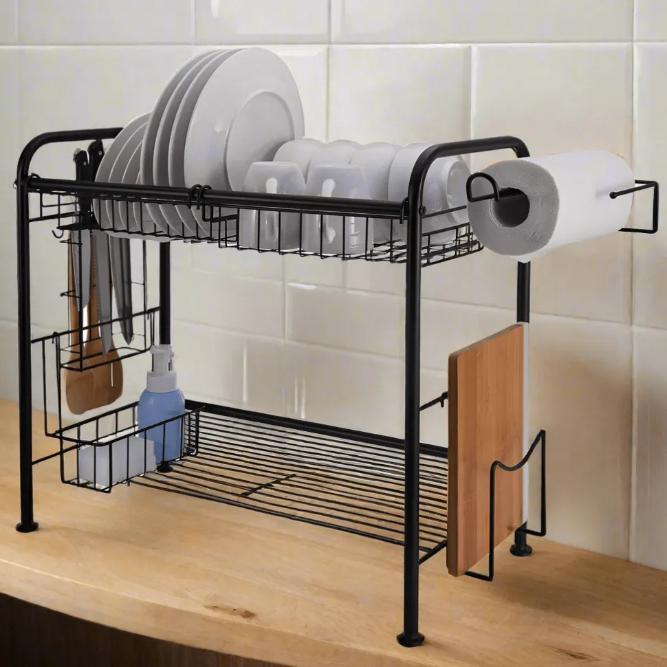 Over the Sink 2 Tier Organizer Dish Drying Rack, 31 Inch