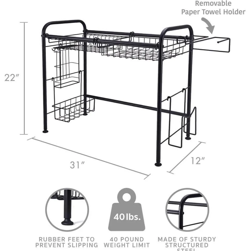 Over the Sink 2 Tier Organizer Dish Drying Rack, 31 Inch
