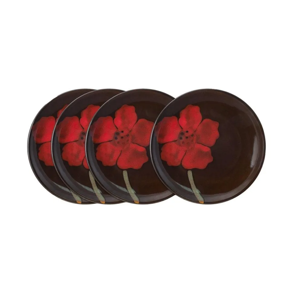 Painted Poppies Set of 4 Appetizer Plates