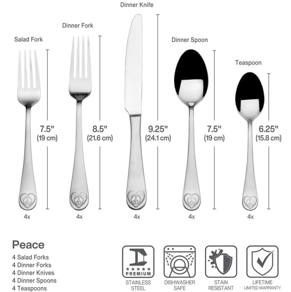 Peace 20 Piece Flatware Set, Service for 4