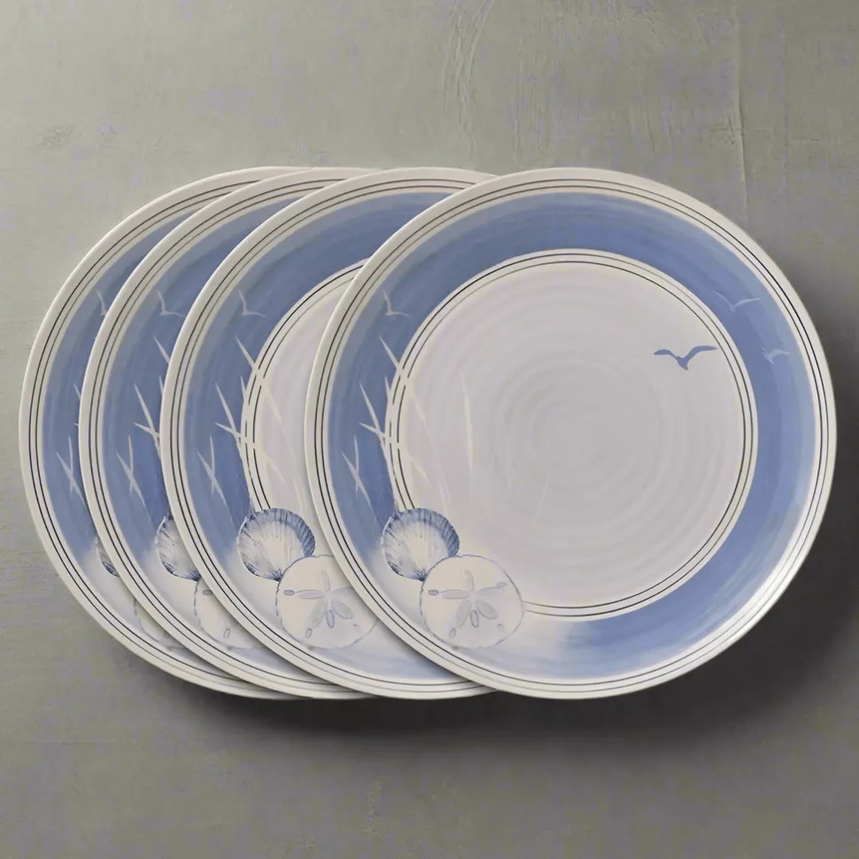 Rio Beach House Set of 4 Outdoor Melamine Dinner Plates