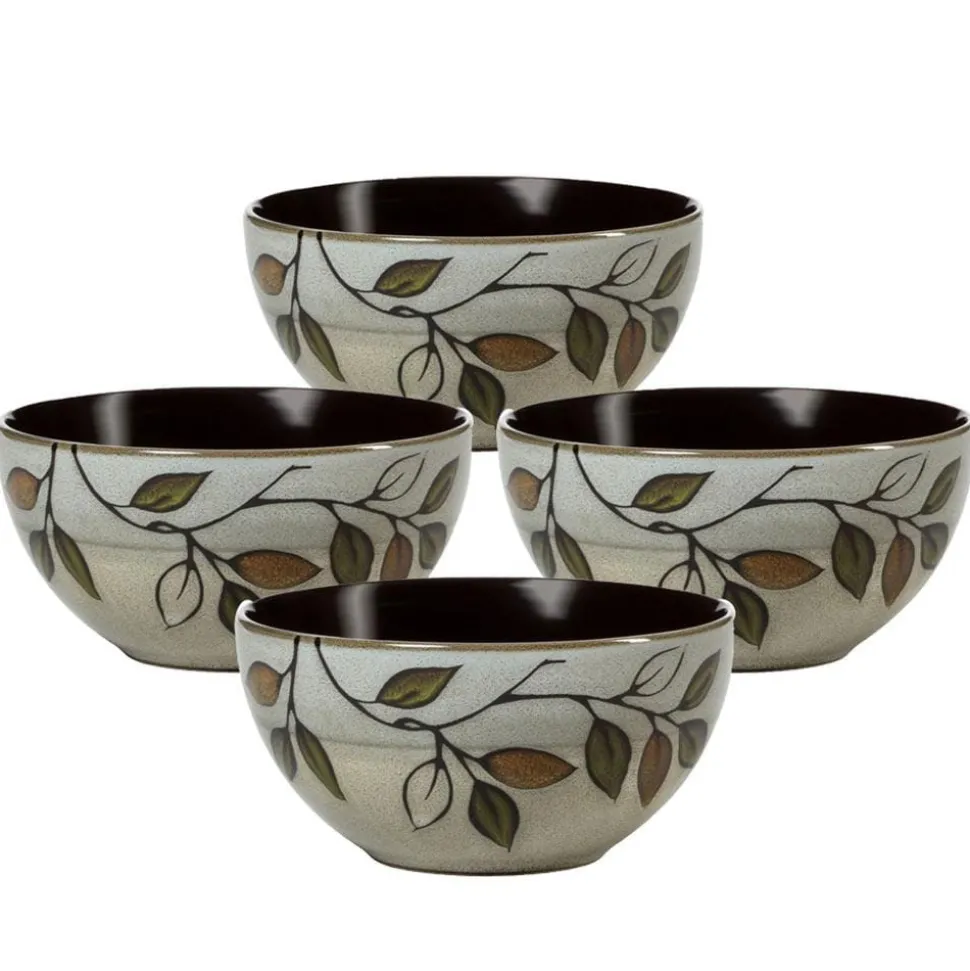 Rustic Leaves Set of 4 Soup Cereal Bowls