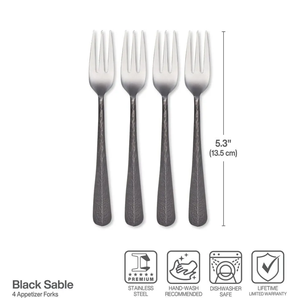 Sable Black Set of 4 Appetizer Forks