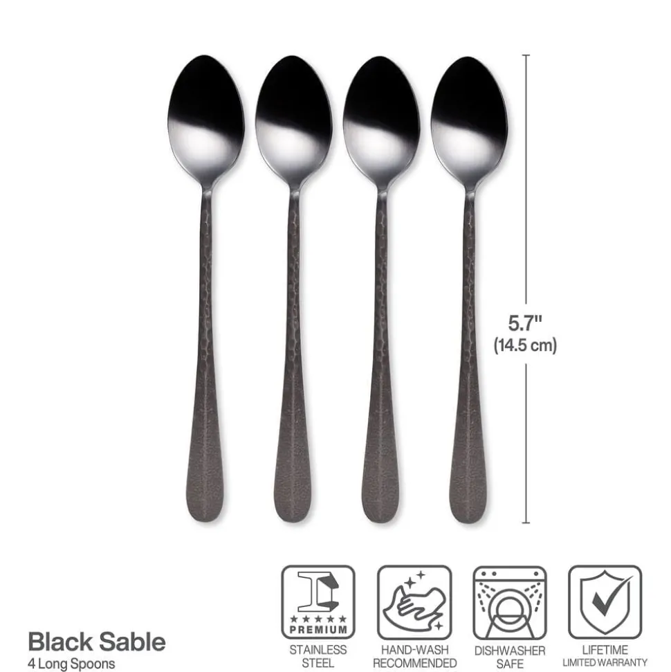 Sable Black Set of 4 Long Handled Spoons