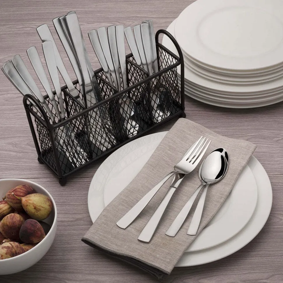 Satin Danford 24 Piece Flatware Set with Wire Caddy, Service for 6