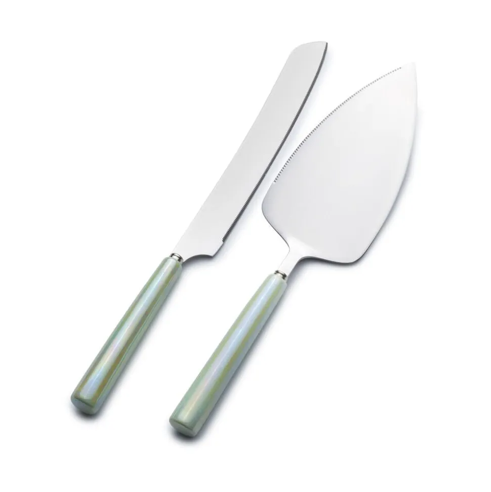 Serenity Ceramic Handle 2 Piece Cake Knife and Server Set