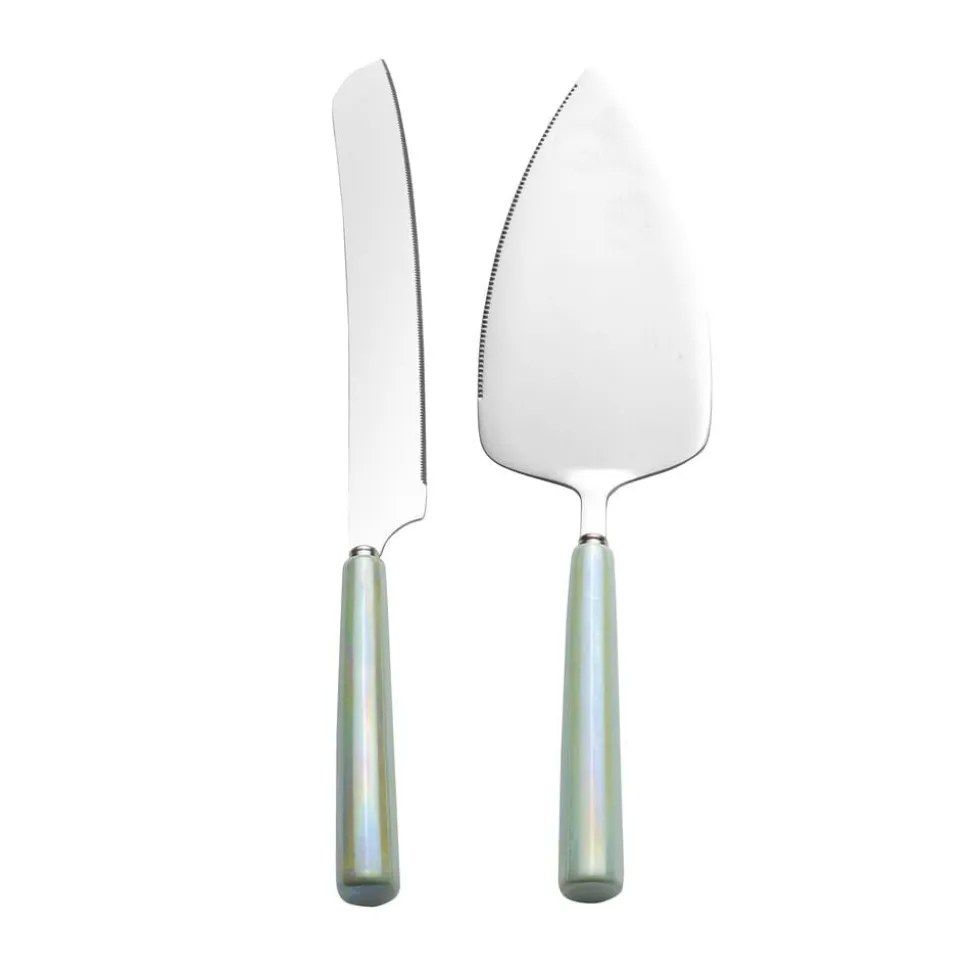 Serenity Ceramic Handle 2 Piece Cake Knife and Server Set