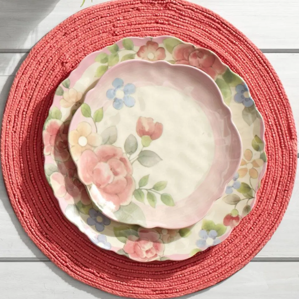 Tea Rose Outdoor Melamine Dinnerware Set