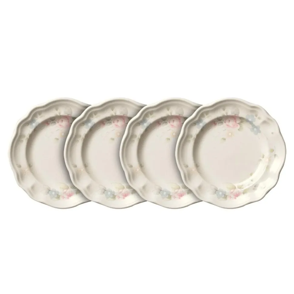 Tea Rose Set of 4 Dessert Plates